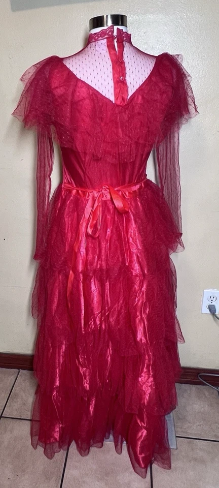 BeetleJuice Lydia's Red Wedding Dress Small 4-6 Costume Cosplay Broadway - Image 3 of 4