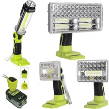Cordless LED Flashlight Work Light for Ryobi 18V Li-ion & Power Wheels Adaptor