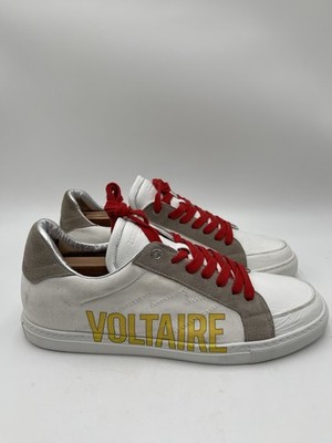 Men s Zadig & Voltaire white leather/canvas logo Low top sneakers Size 45