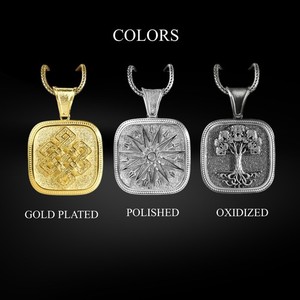Authentic Crescent Moon Pentagram Yggdrasil Silver Necklace, Norse Mythology Symbol