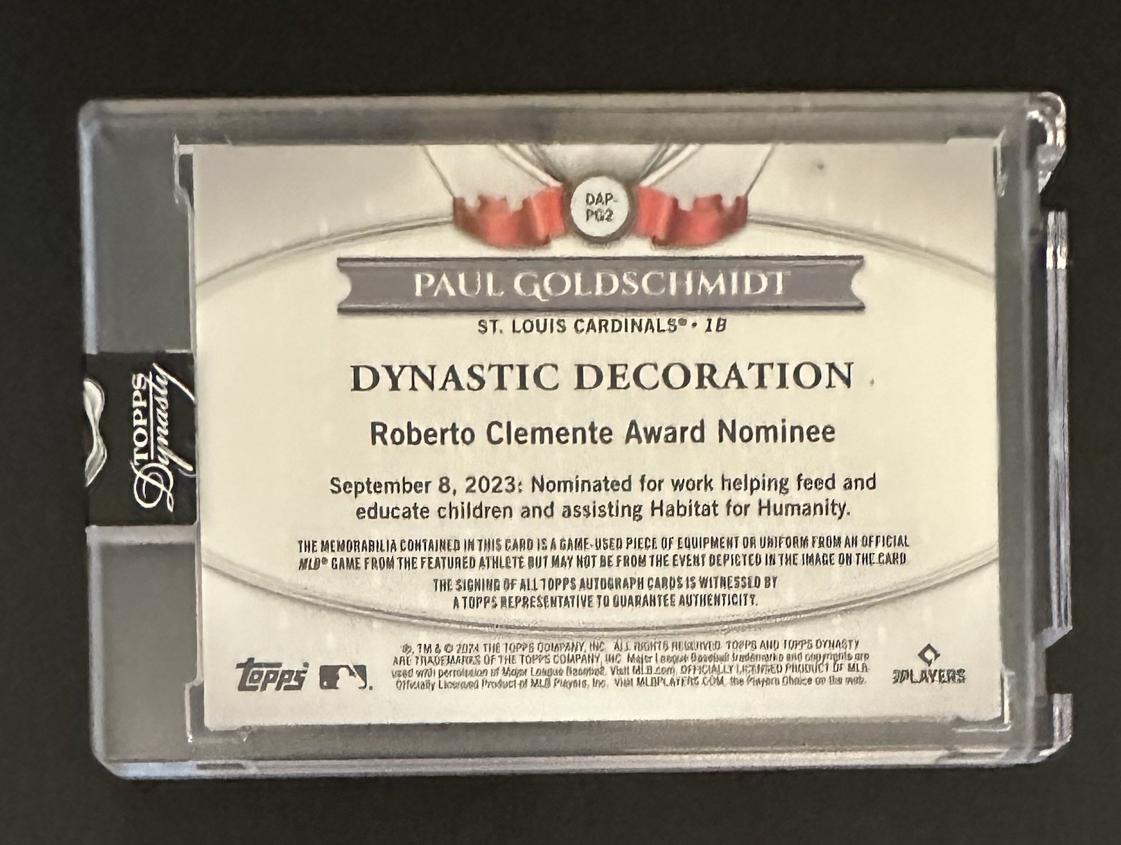 2024 Topps Dynasty Paul Goldschmidt Game-Used Patch Auto Sealed #DAP-PG2 5/10 view 2