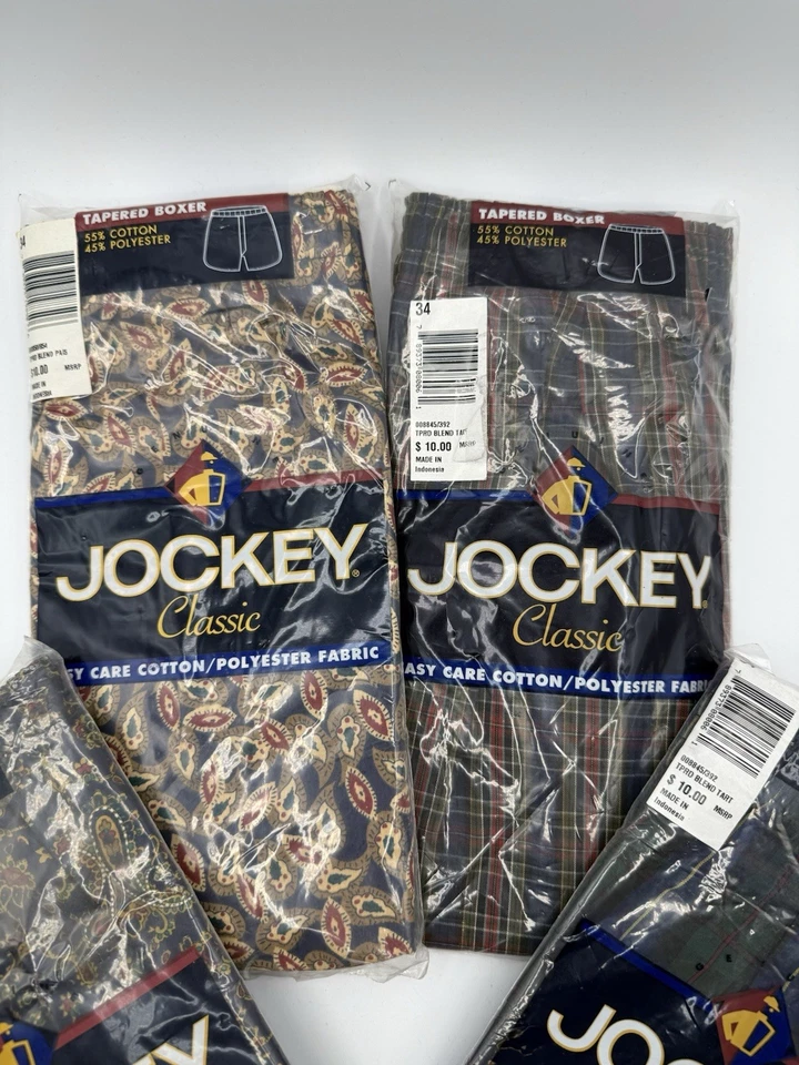 Cantidad 4 Boxer Cónico Clásico Jockey De Colección Nuevo de Lote Antiguo Talla 34 Cuadros 2000 Y2K Cachemira Foto 4 de 4