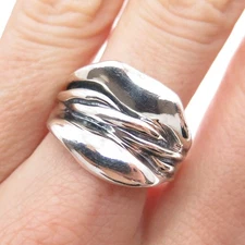 HAGIT GORALI 925 Sterling Silver Vintage Israel Modernist Oxidized Ring Size 8