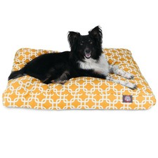 Yellow Medium Rectangular Dog Bed Links Style Includes Removable Bed Cover