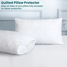 Premium 4 Pack Pillow Protectors with Zipper Queen King Size Premium Microfiber
