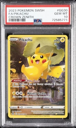 2023 POKEMON SWORD & SHIELD CROWN ZENITH #GG30 FULL ART/PIKACHU PSA 10