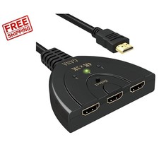 Elegant 4K HDMI Switch Splitter 3-Port with Pigtail Cable for Seamless Viewing