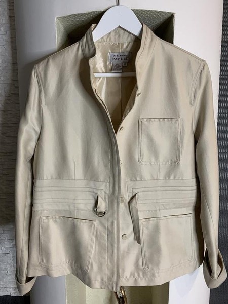 Women American Vintage Jacket Beige Silk 38 / M /