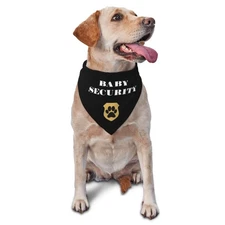 Black "Baby Security in Training" Reversible Gender Reveal Dog Bandana