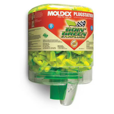 Moldex 6646 Goin' Green Ear Plugs W/ Dispenser, Foam, Bullet, 33 Db Nrr 250pr