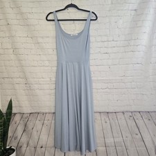 Reformation Blue Gray Rou Midi Fit & Flare Dress Size M Stretch Jersey Preppy