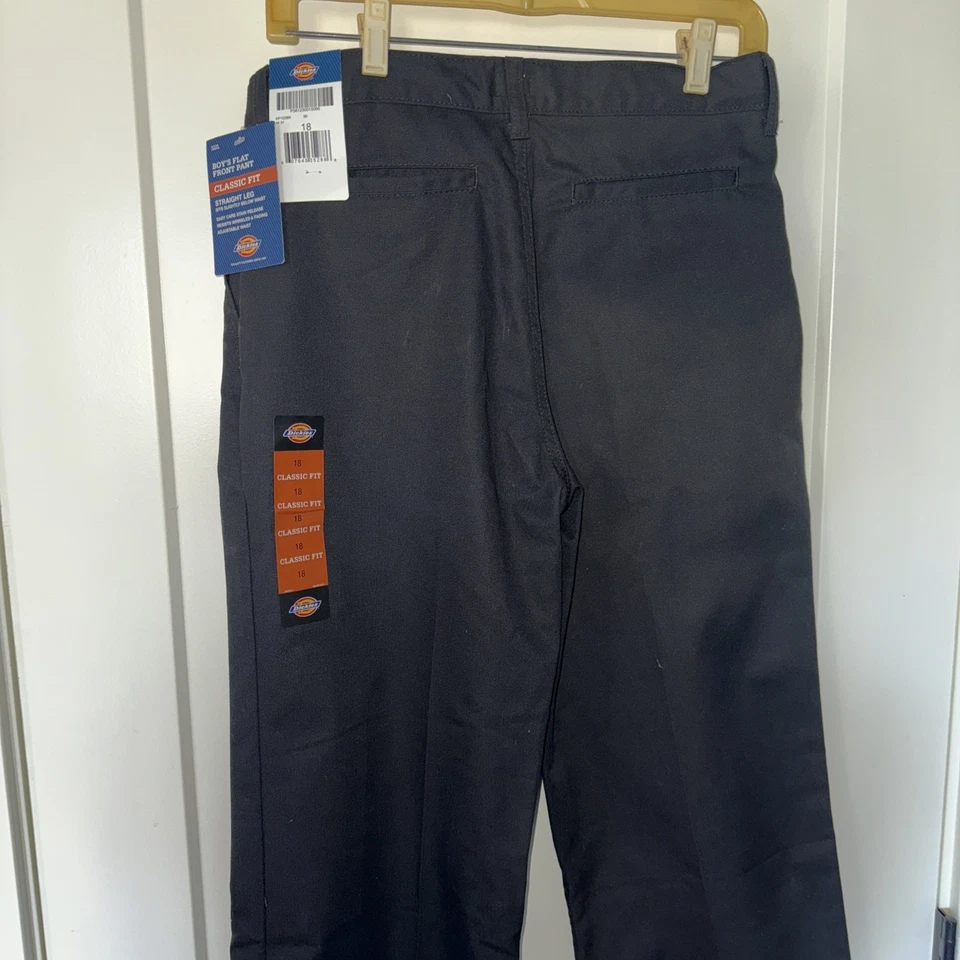 Nuevo con etiquetas Panel frontal plano Dickies para niños ajuste clásico pierna recta fácil cuidado negro talla:18 Foto 4 de 4