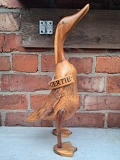 Large Bamboo Root Carved Duck with gertie label 45 cm tall 