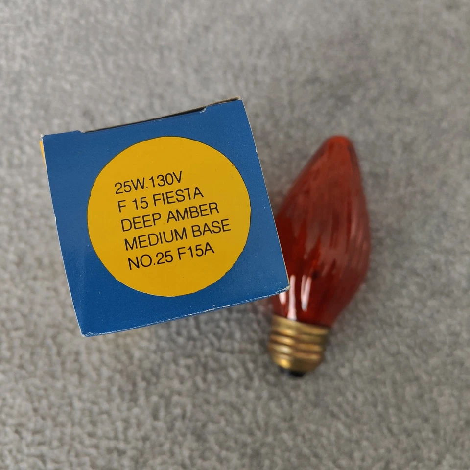 Bulbrite 25F15A 25W Fiesta Style Chandelier Bulb, Standard Base, Amber #421223 - Image 2 of 4