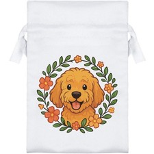 'Golden Cockapoo Floreale Corona' Borsa/Sacchetto con Coulisse in Raso (SB058318)