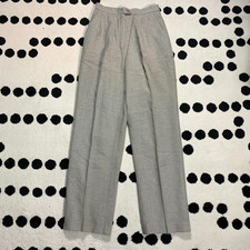 Vintage Pleated Trousers Pants Women's 24in High Rise Waist Gray Wool Blend 80s