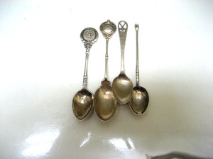 VINTAGE 4 STERLING SILVER ENGLISH GOLF SPOONS
