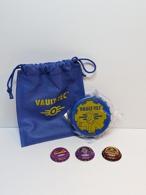 Fallout Vault-Tec Bottle Opener Magnet, Caps, Pouch x Jones Soda Official NEW