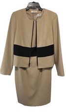 Kasper 2 Pc Sheath Dress Size 4  Jacket Size 6 Black Tan