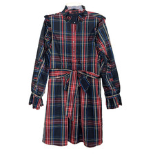 J. Crew Black Stewart Tartan Plaid Dress Medium AT597 Party Holidays Ruffle