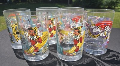 Set Of 6 Walt Disney McDonalds 16 Oz Drink Glasses Mickey Buzz Goofy Donald More