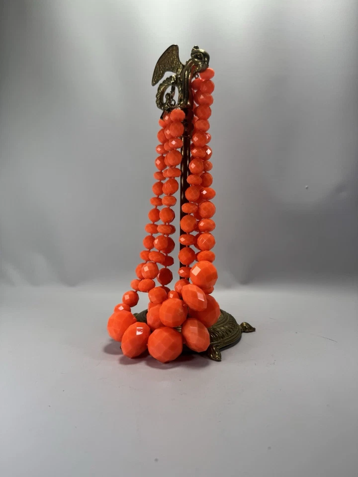 Collar Kate Spade Grueso 3 Hilos Cuentas Facetadas Declaración Joyería Naranja Usado en Excelente Condición Foto 4 de 4