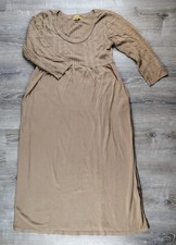 Midnight Velvet Cable Knit Sweater Maxi Dress XL Brown Womens Minimalist