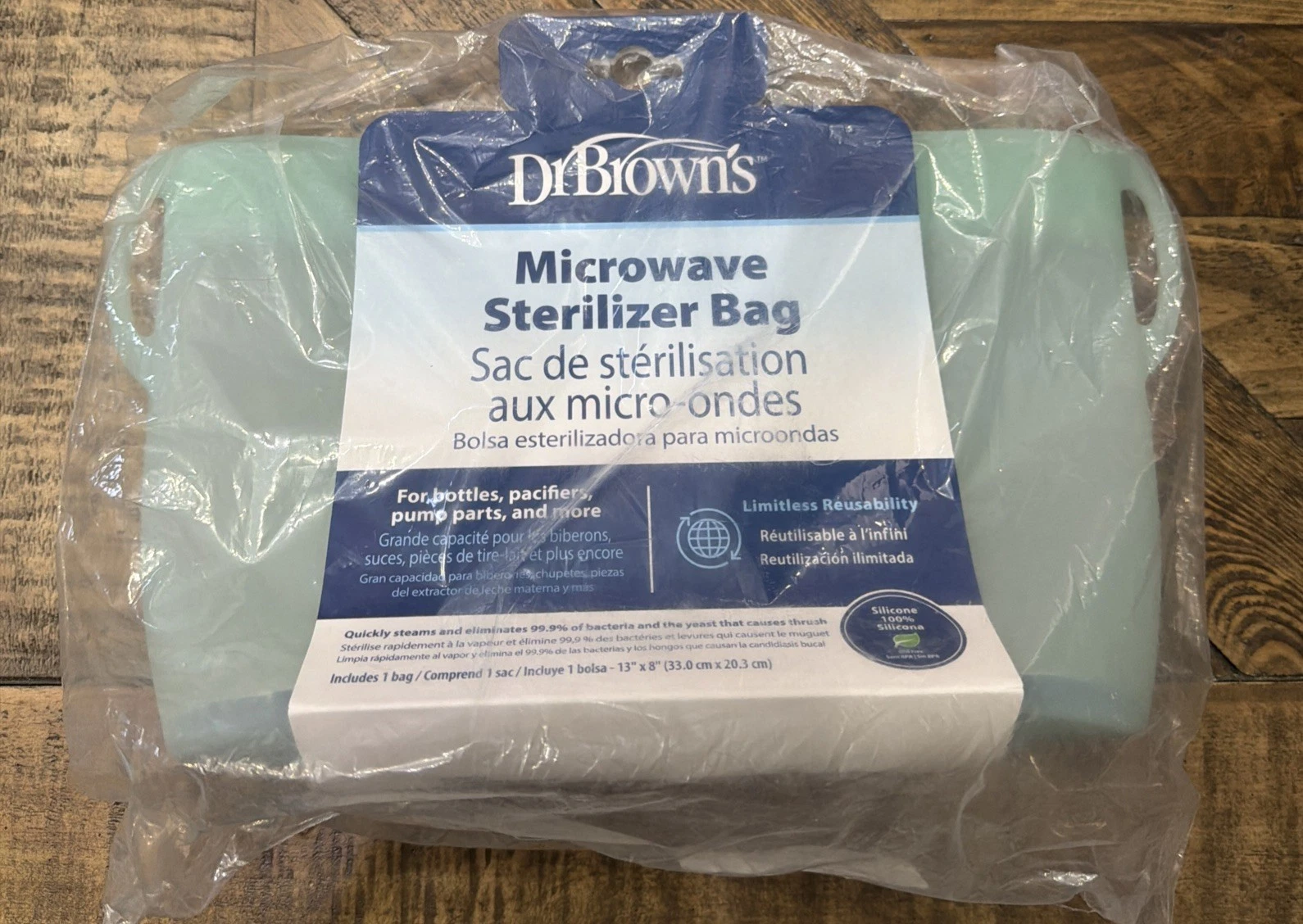 Dr Browns Silicone Reusable Microwave Steam Sterilizer Bag for Baby Bottles, New