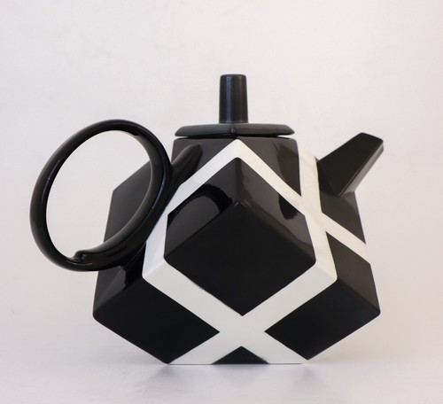 Modern Teapot Black & White "The Cube" - Rolf Sinnemark 1980 - Rörstrand Sweden - Picture 7 of 9