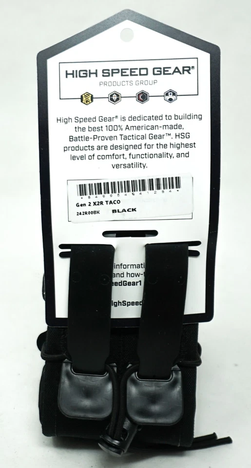 High Speed Gear X2R Taco Gen 2 Molle Double Magazine Pouch - Black [242R00BK] - Image 2 of 2