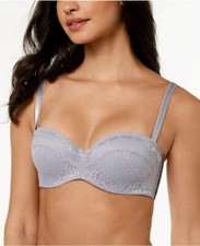 WACOAL b.TEMPT'D 954237 Lilac Gray b.Enticing Floral Lace Strapless Bra 34C NEW