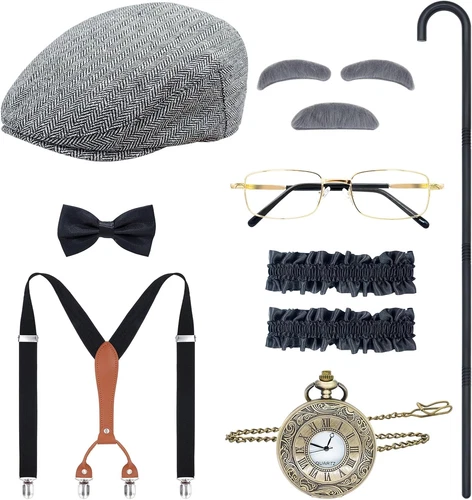 1920S Mens Costume Accessories Set Great Gatsby Gangster Costume for Men Old 