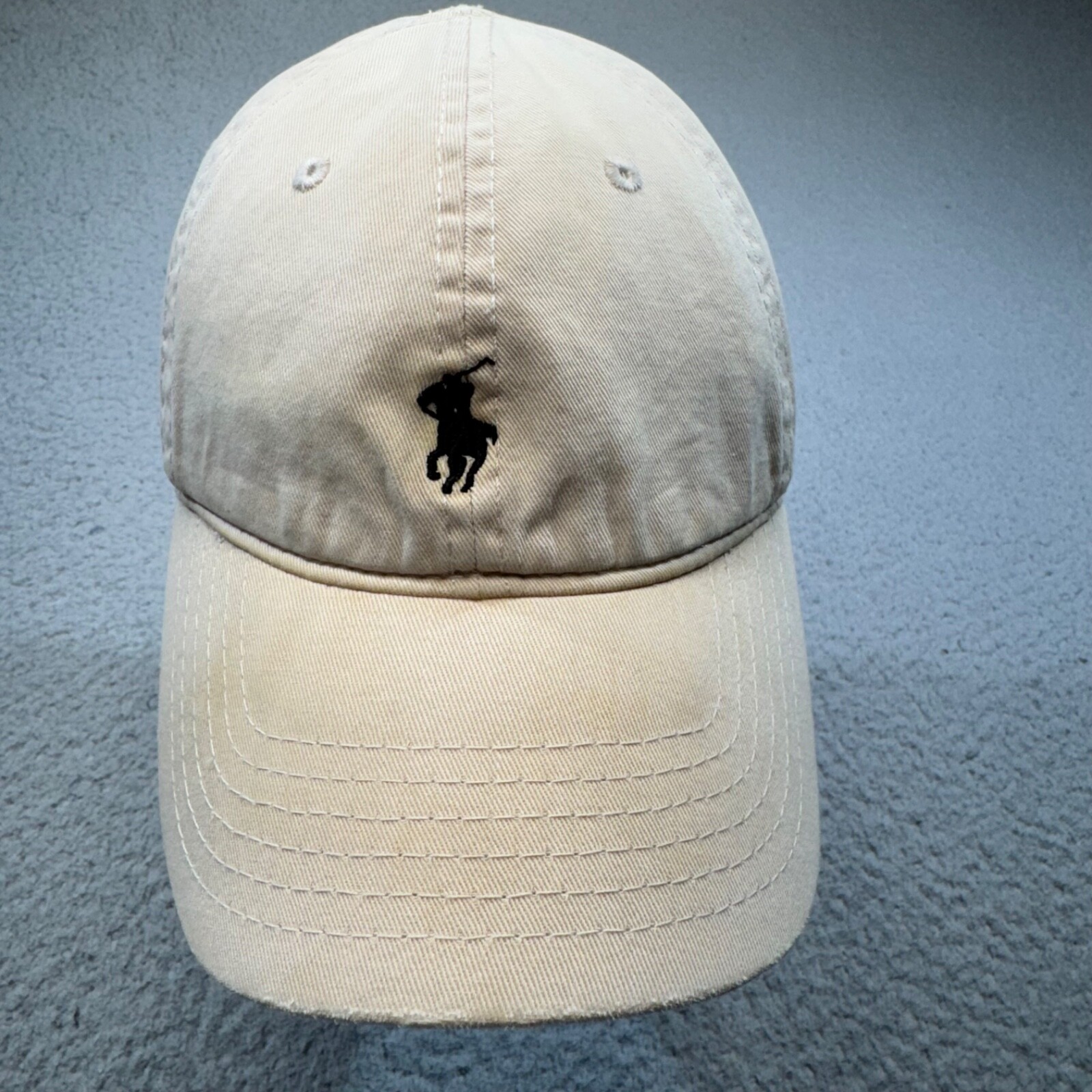 Ralph Lauren Polo Cappello Berretto Cinghia Schiena Regolabile Beige Pony Golf Rugby Vela B