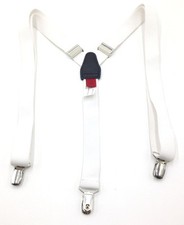  69 Alfani Men'S White Solid Skinny Stretch Elastic Braces Clip End Suspenders