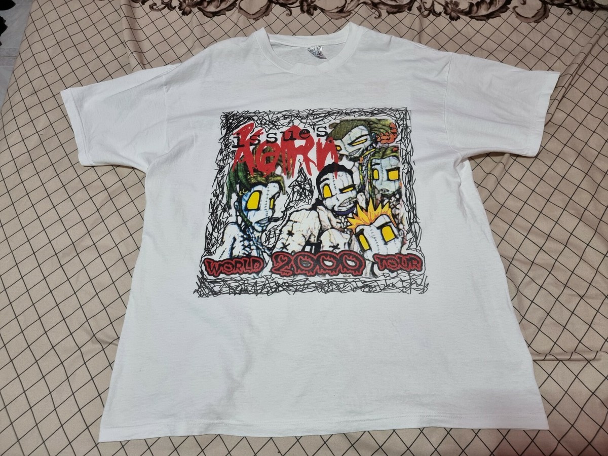 Korn Issues Vintage Tour White T Shirt 90s Cartoon Graphic Tee