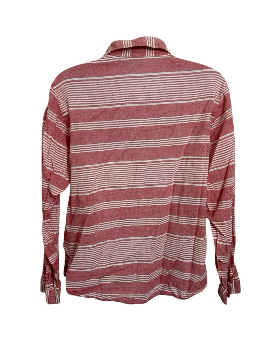 Lilly's Closet Button Front Shirt Sz Medium Red White Striped Long