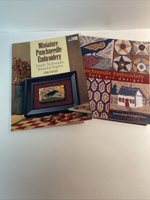 Miniature Punchneedle Embroidery  & Punch needle 40 Folk Art Designs