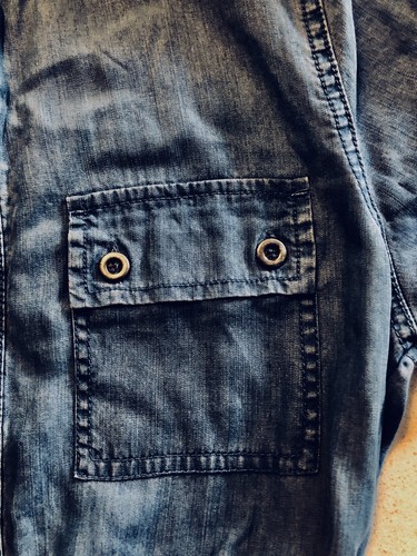 Size 8 FCUK French Connection Play Suit Playsuit Romper Waist Pockets Denim Blue - Picture 6 of 7