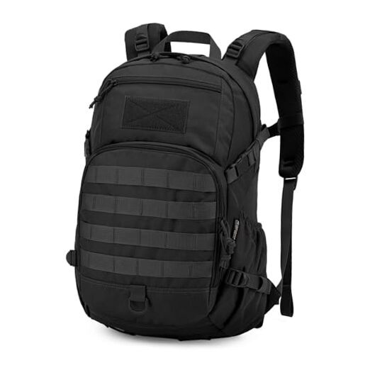 25L Molle Tactical Hiking Backpack in Black - Compact & Durable  