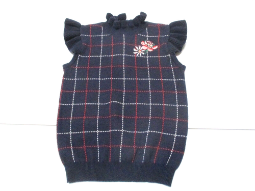 TODDLER GIRLS JANIE AND JACK THE COLLECTOR NAVY BLUE PLAID SWEATER SIZE 2T