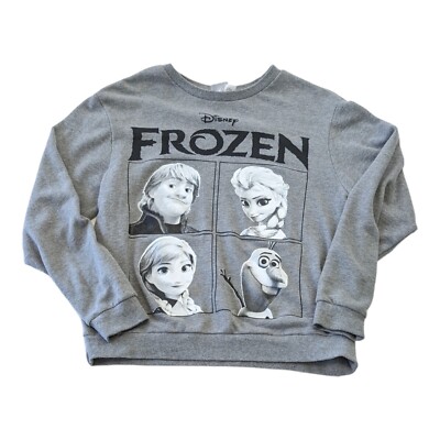 Disney Frozen womens Large Sweatshirt Crewneck Gray Pullover L
