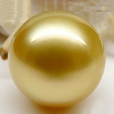 Huge 17mm natural south sea genuine gold round loose pearl undrilled 2828AAAB