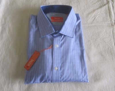 tallia orange dress shirts TALLIA ORANGE Slim Fit Check Men’s Dress Shirt Steel Blue 17.5|32-33 $89.50  NWT