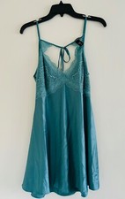 Victoria  s Secret Lace Plunge Open-Back Slip, green, M