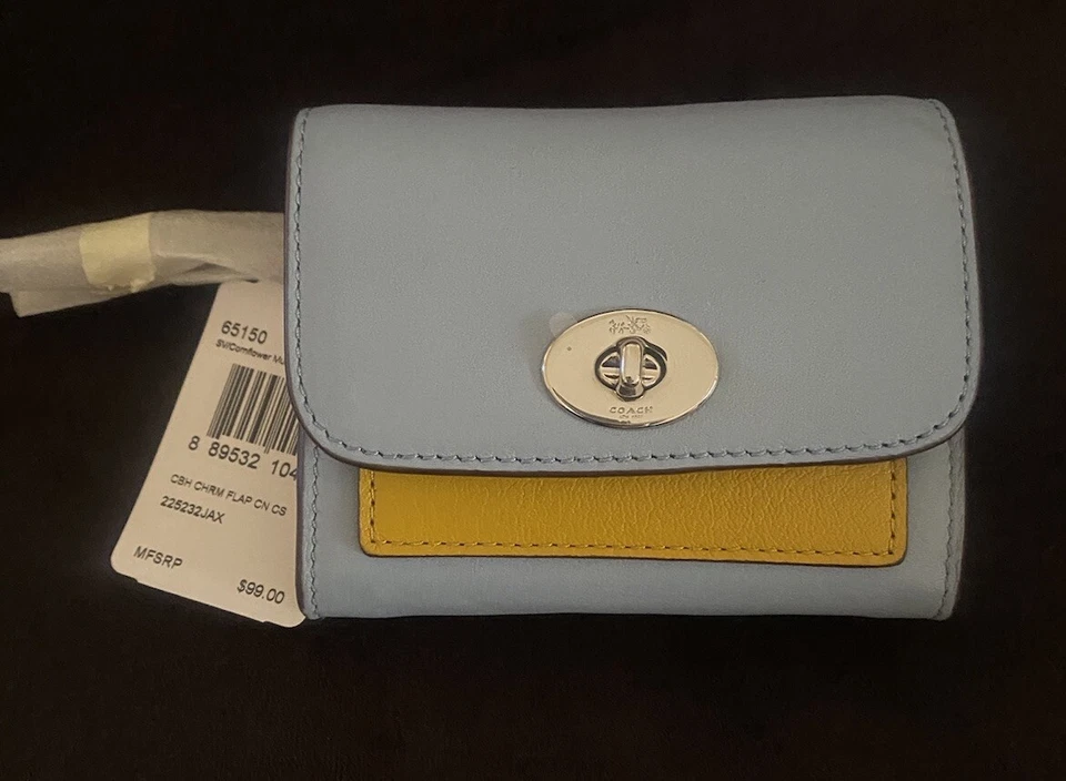 Cartera compacta Coach Charm en cuero en bloques de colores 65150 CBH CHRM SOLAPA CN CS Foto 3 de 4