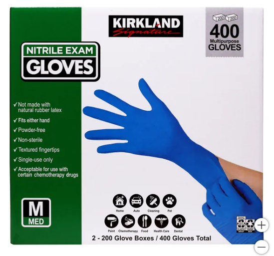 Kirkland Signature. Nitrile Exam Gloves, Medium. 400 Count