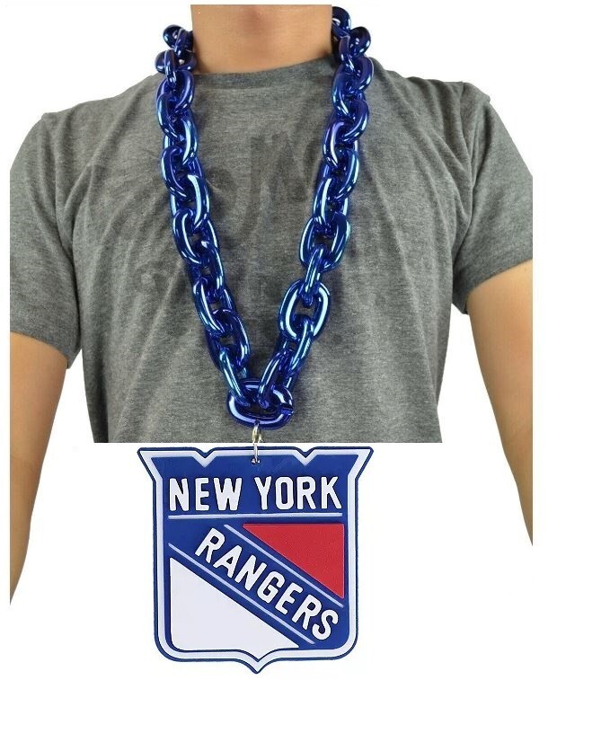 New NHL New York Rangers BIG Fan Chain Blue Necklace 3D Foam eBay
