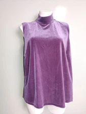 Fashion Bug Women's 22/24W Shiny Purple Stretch Velour Sleeveless Blouse EVC