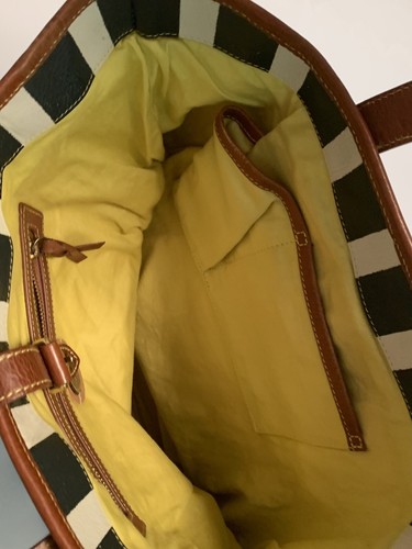 Holding Horses from Anthropologie Purse Tote Navy white striped brown trim (McA) - Picture 8 of 9