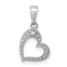 10K White Gold .01ctw Diamond Heart Pendant
